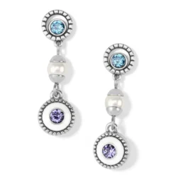 Halo Light Pearl Post Drop Earrings