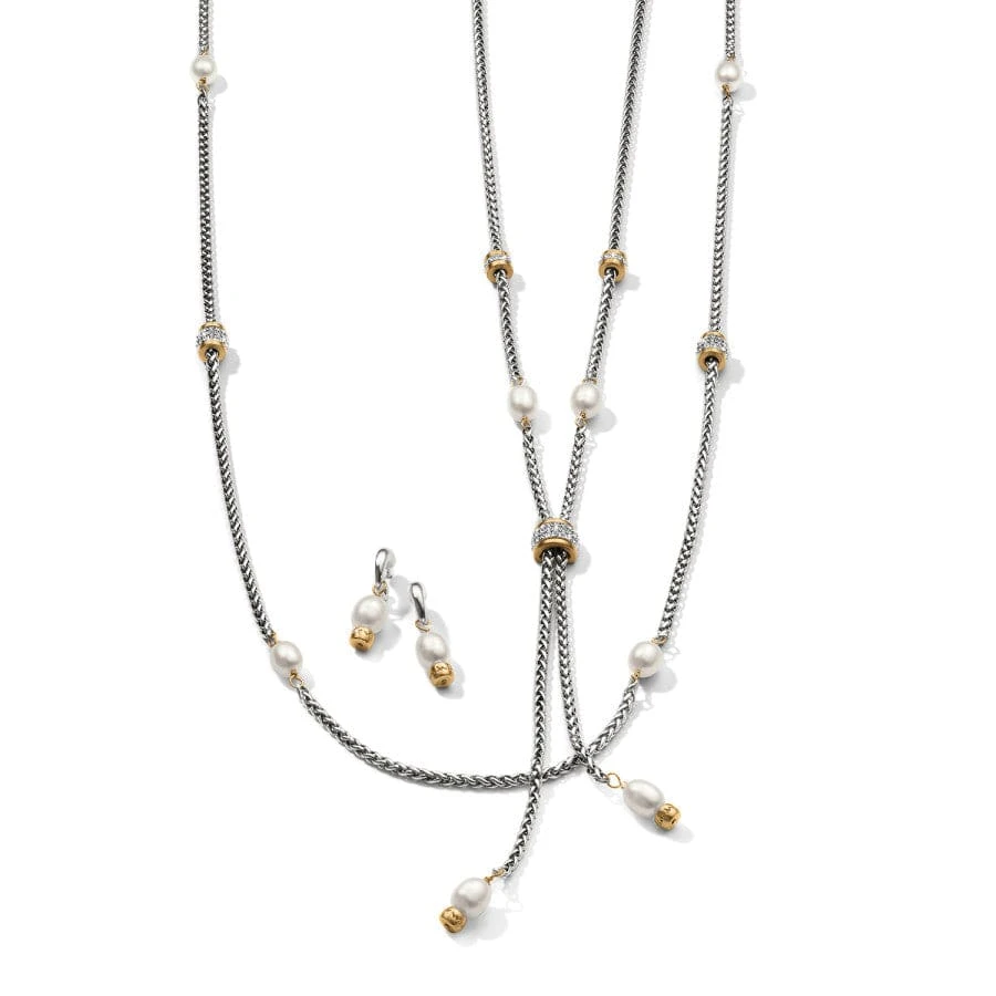 Meridian Petite Pearl Two Tone Y Necklace - Image 4