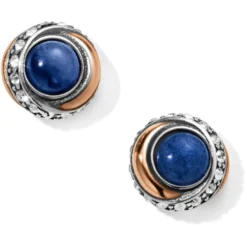 Neptune's Rings Brazil Blue Quartz Button Earrings